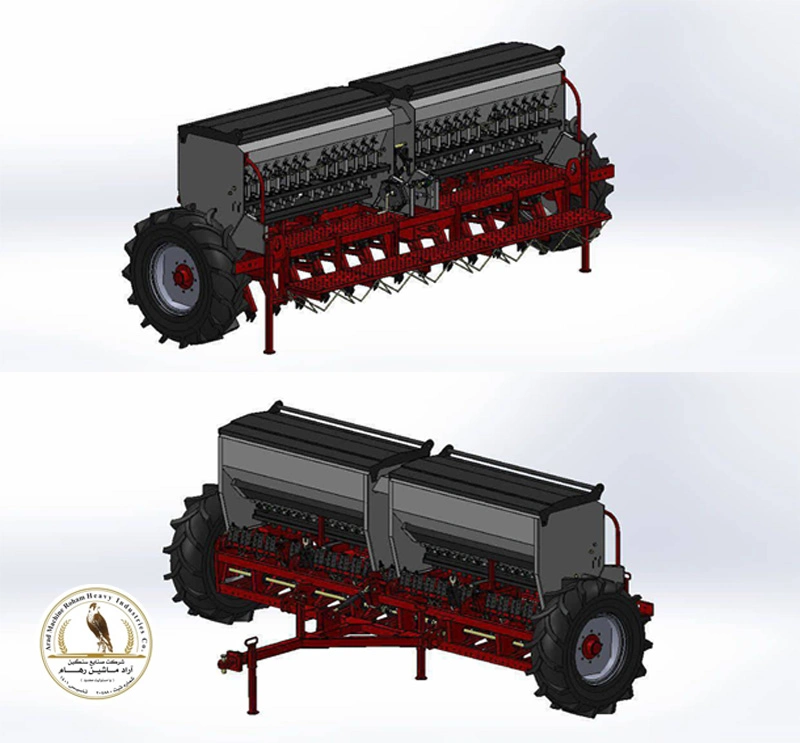 4.8 meter linear seed drill تصویر بذرکار کودکار خطی 4/8 متری آراد ماشین رهام https://aradroham.ir