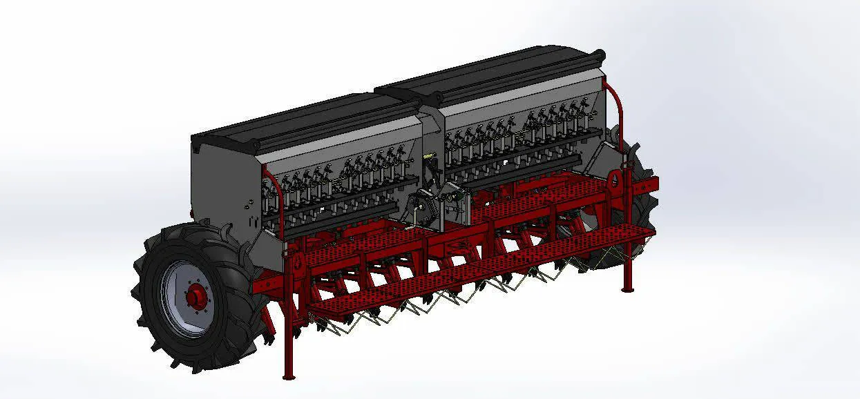 4.8 meter linear seed drill تصویر بذرکار کودکار خطی 4/8 متری آراد ماشین رهام https://aradroham.ir
